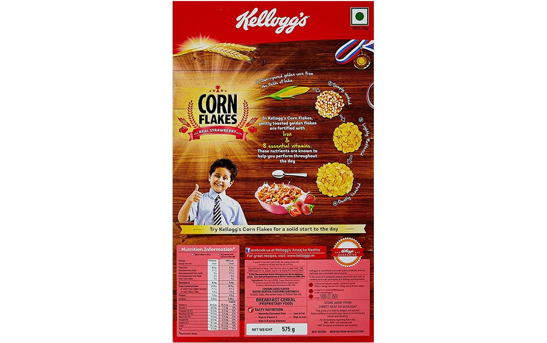 Kellogg's Corn Flakes with Real Strawberry Puree   Box  575 grams