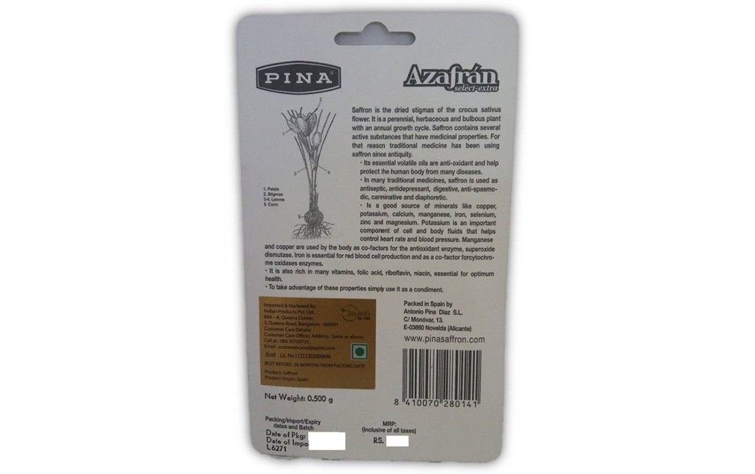 Pina Saffron    Pack  0.500 grams