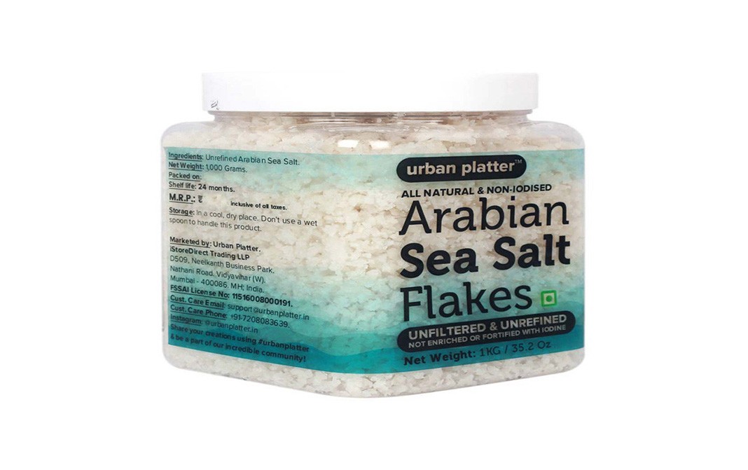 Urban Platter Arabian Sea Salt Flakes (Unfiltered & Unrefined)   Glass Jar  1 kilogram