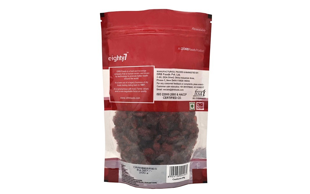 Eighty7 Cranberries    Pack  200 grams