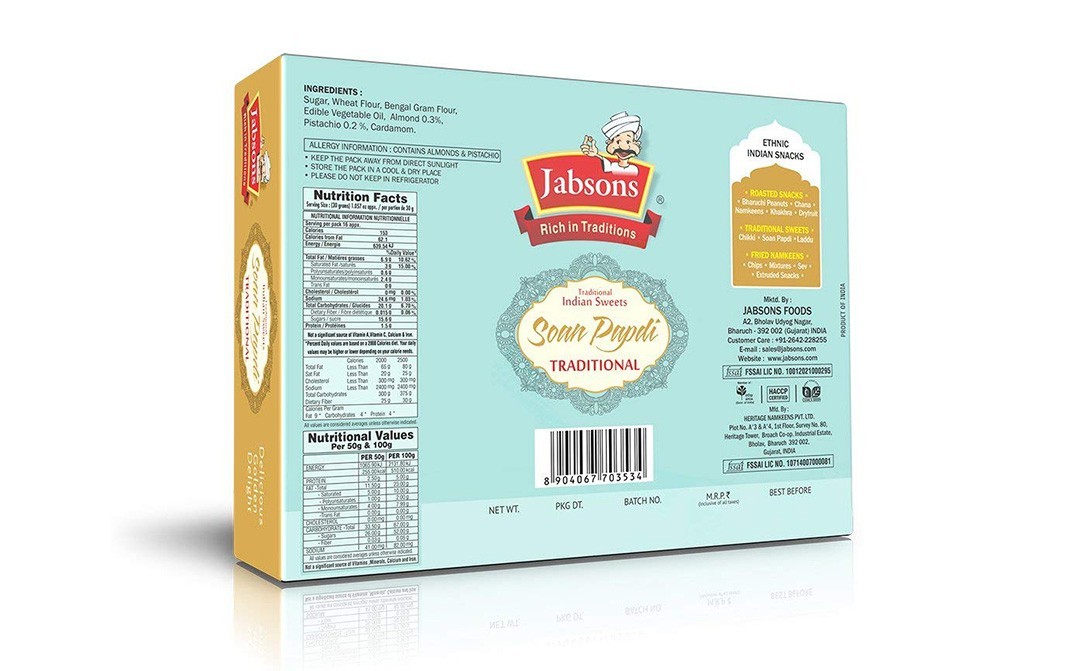 Jabsons Soan Papdi Traditional   Box  500 grams