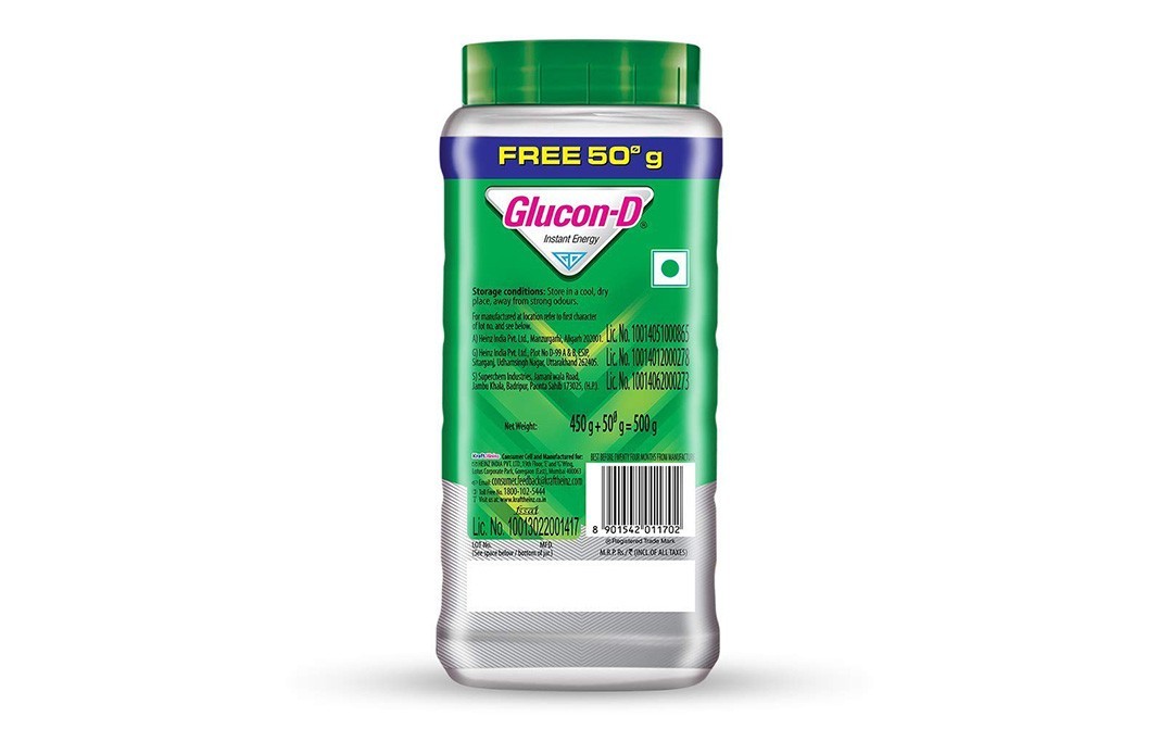 Glucon-D Regular Plain Drink   Plastic Jar  500 grams