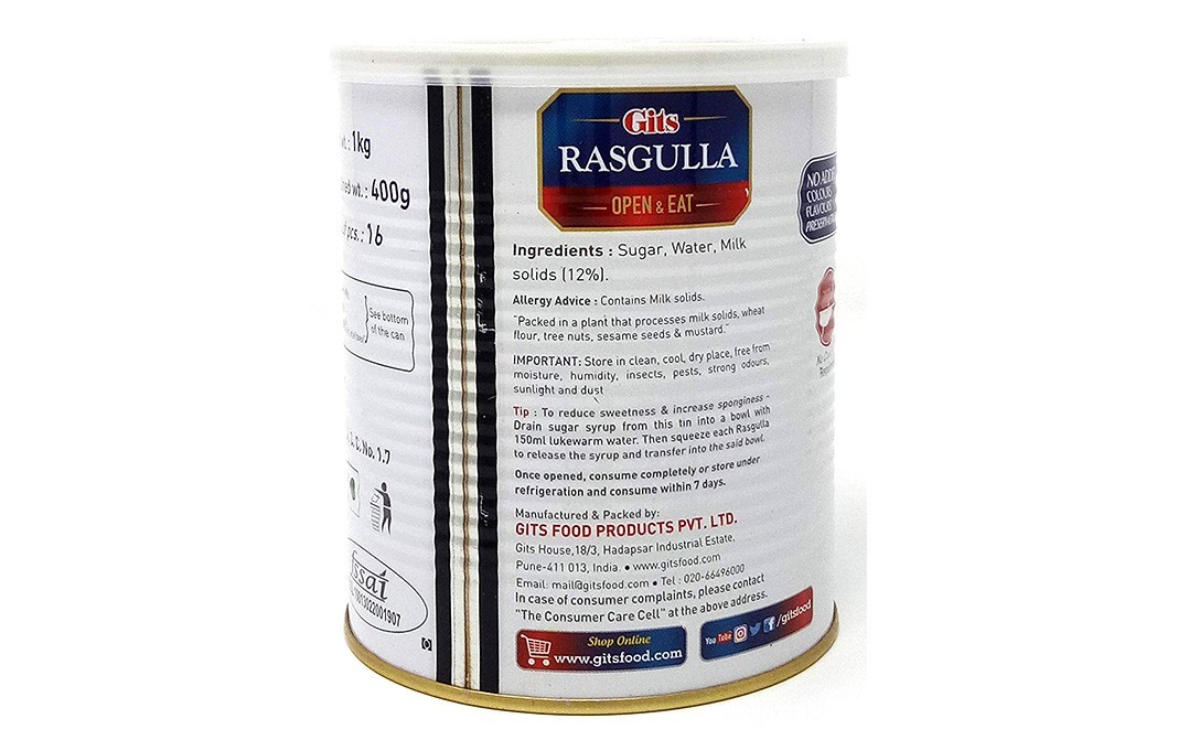 Gits Rasgulla    Tin  1 kilogram
