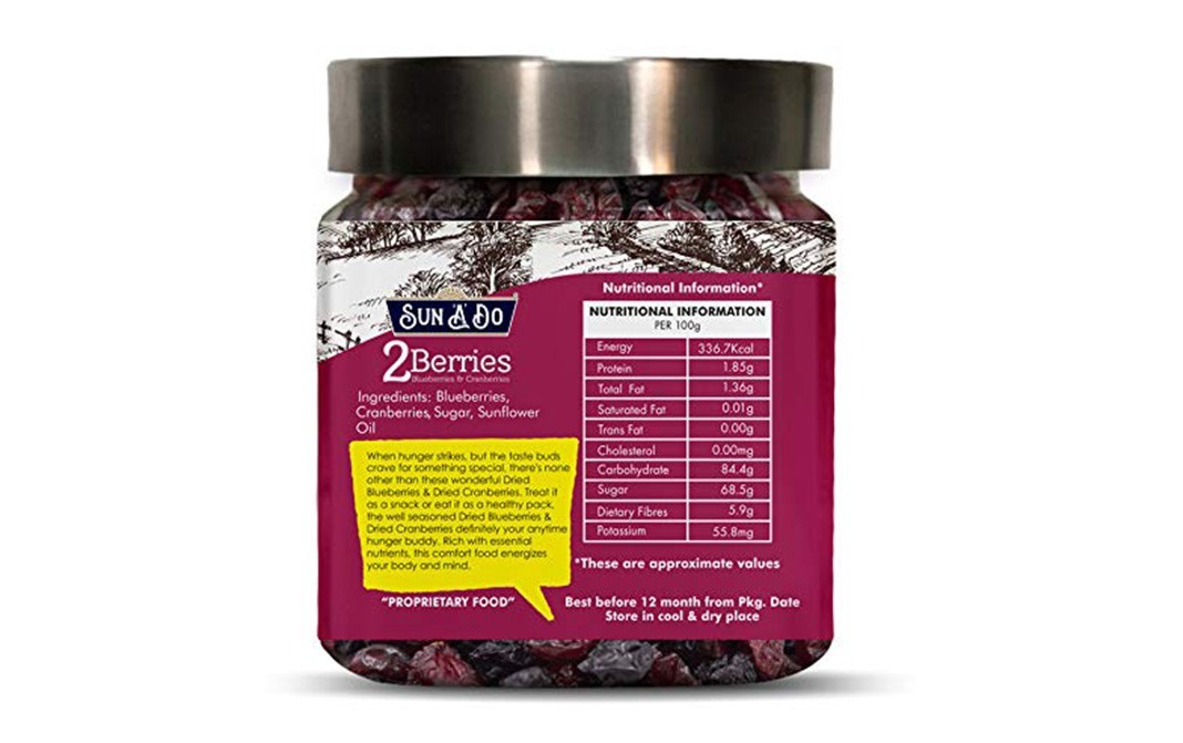 Sun A Do 2 Berries - Blueberries & Cranberries   Glass Jar  200 grams