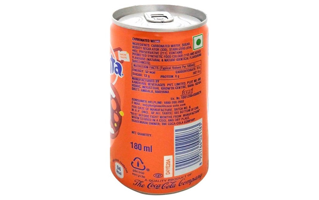 Fanta Orange Flavoured    Tin  180 millilitre