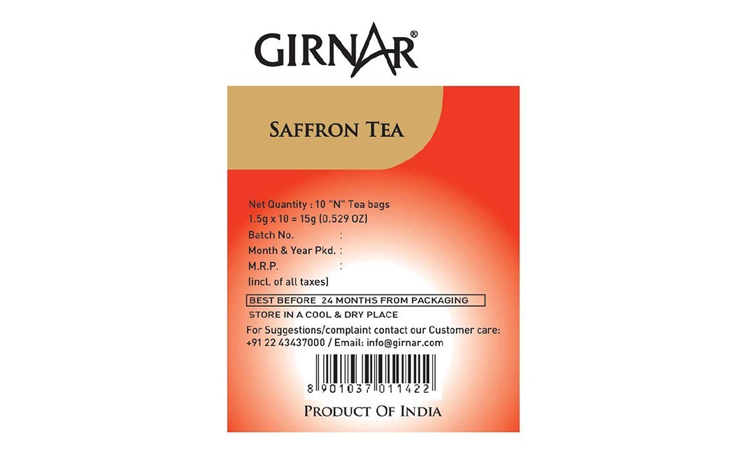Girnar Saffron Tea    Box  10 pcs