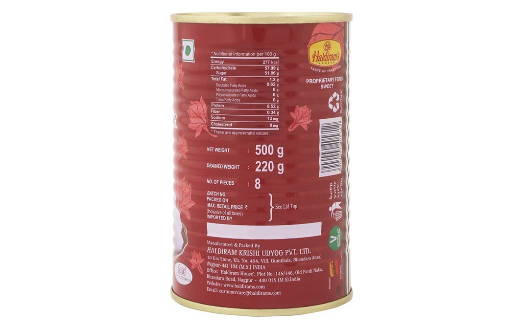 Haldiram's Nagpur Rasgulla    Tin  500 grams