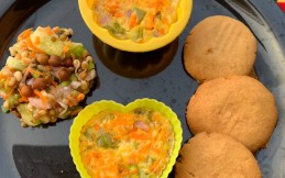 Egg muffin peanut butter cookies and brown chana sprout salad Recipe