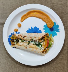 Spring vegetable wrap with Smokey carrot tomato dip Recipe