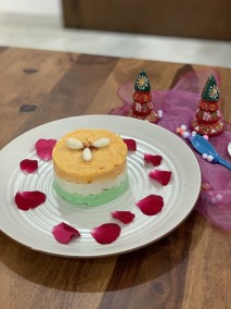 TRICOLOUR POHA PHIRNI CAKE RECIPE
