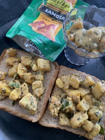 Dahi aloo chat on bread Recipe
