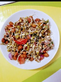 Sprouted moong beans and black gram salad Recipe