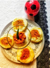 Masala Carrot Idly With tomato Chutney Recipe