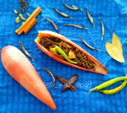 Sweet potato with plantain flower/ banana blossom recipe