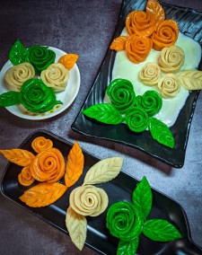 Tricolour Rose Malai Pitha Recipe