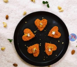 Heart shape carrot halwa recipe