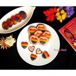 Rainbow heart cookies (No egg, no oven) recipe