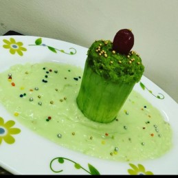 Lauki halwa cups in pista mousse recipe