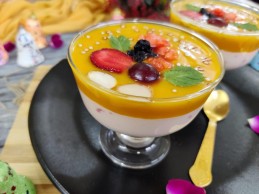 Watermelon mango creamy pudding recipe
