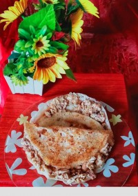 CHICKEN  STUFFED  DOSA RECIPE