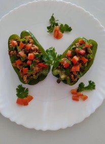 Chicken keema stuffed capsicum recipe