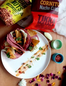 Beetroot Tacos Stuffed Kala chana Nachos Nuts Salsa Recipe