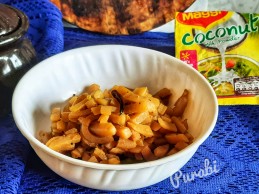 Coconut milk banana stem poriyal recipe