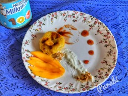Deconstructed mango cheesecake with mango-mixed berries compote recipe
