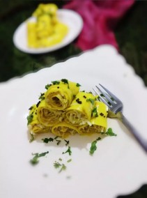 Cheesy khandvi recipe