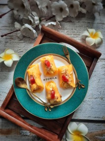 Stuffed mango sandesh rolls recipe