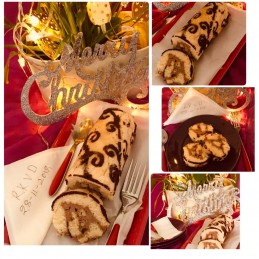 Patterned ice cream filled Swiss rolls recipe