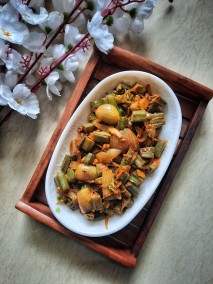 Lehsuni bhindi do pyaza recipe
