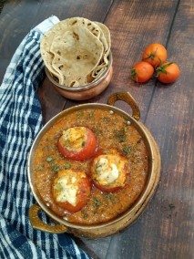 Punjabi Style Stuffed  Tomato in Gravy Recipe